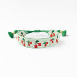 Gabby "Cherries" Adjustable Beaded Bracelet Green Sliding Knot