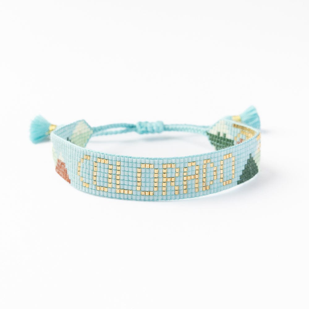 Gabby "Colorado" With Mountains Adjustable Beaded Bracelet Sliding Knot