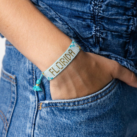 Gabby "Florida" Waves With Sunshine Adjustable Beaded Bracelet Sliding Knot