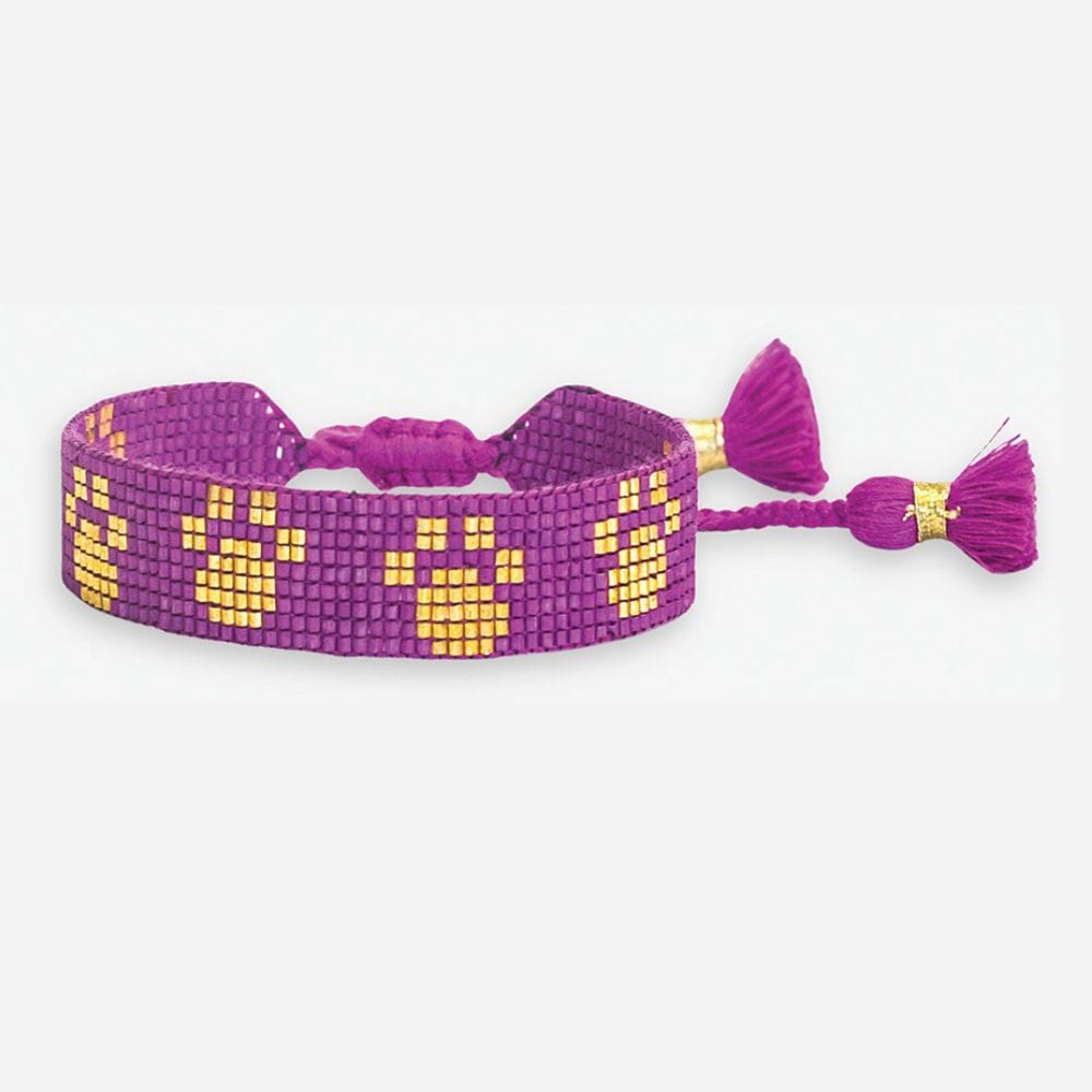 Gabby Game Day "Paw Prints" Adjustable Beaded Bracelets Purple and Yellow Bracelet