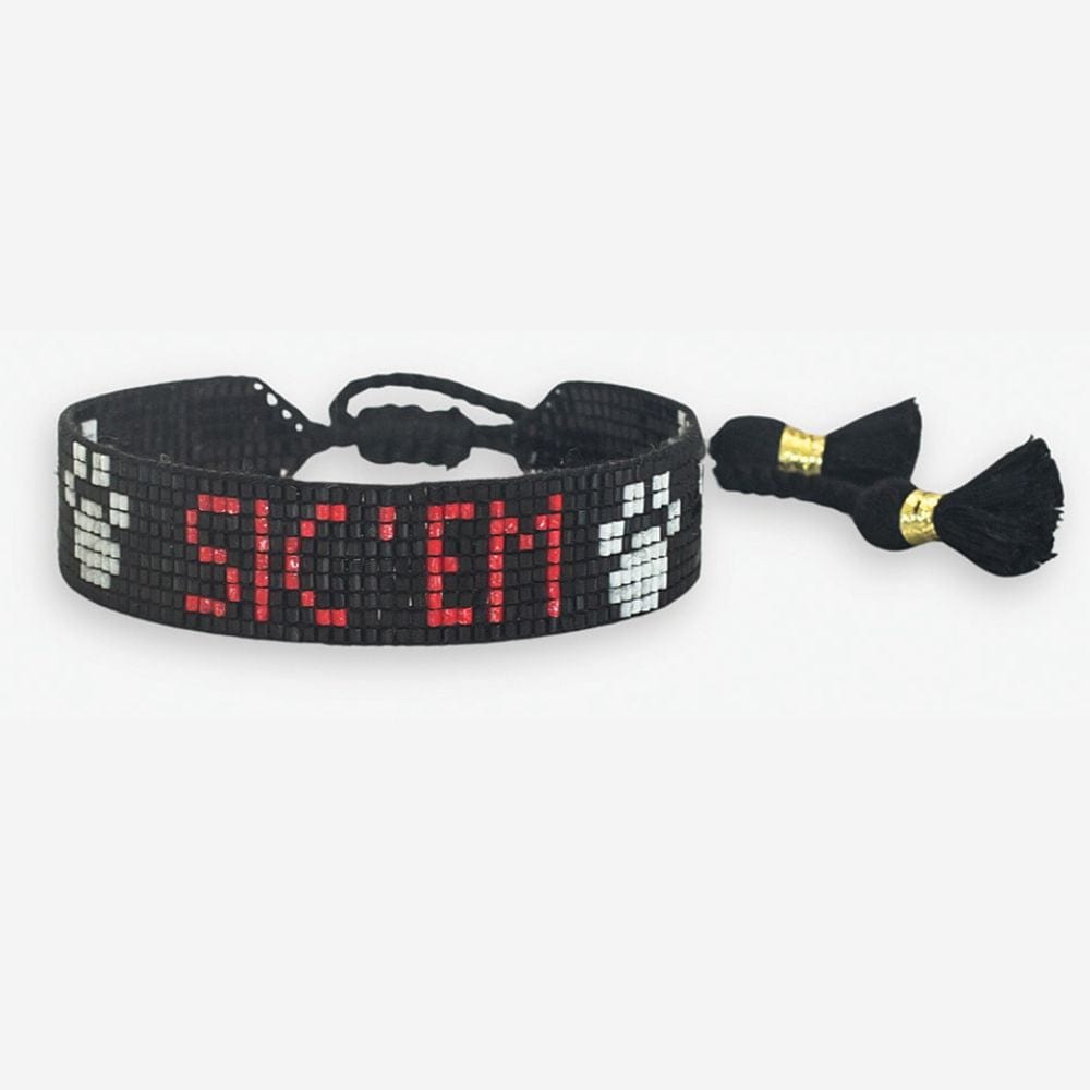 Gabby Game Day "Sic' Em" Adjustable Beaded Bracelets Scarlet and Black Bracelet