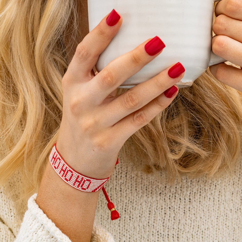 Gabby "Ho Ho Ho" Adjustable Beaded Bracelet Red Bracelet