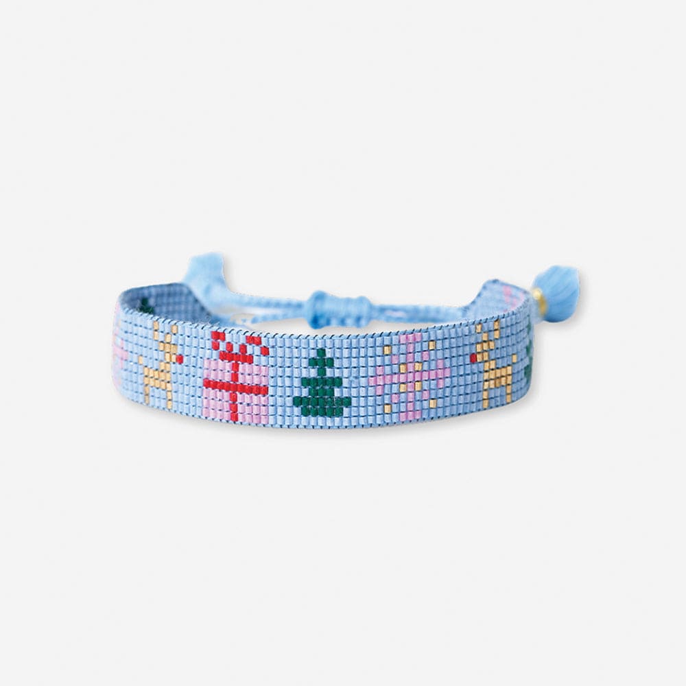 Gabby Holiday Adjustable Beaded Bracelet Light Blue Bracelets