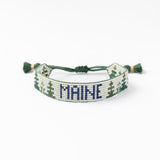 Gabby "Maine" With Trees Adjustable Beaded Bracelet Sliding Knot