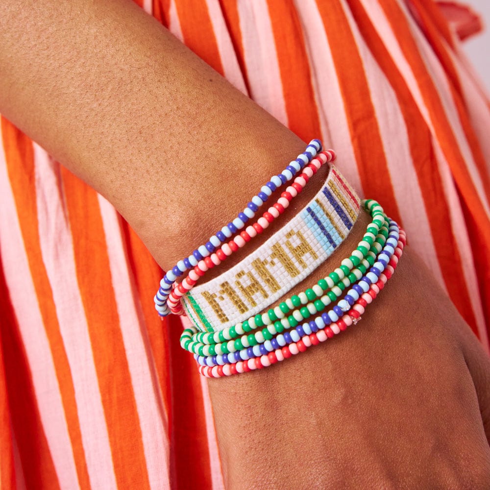 Gabby "Mama" Adjustable Beaded Bracelet Rainbow Sliding Knot