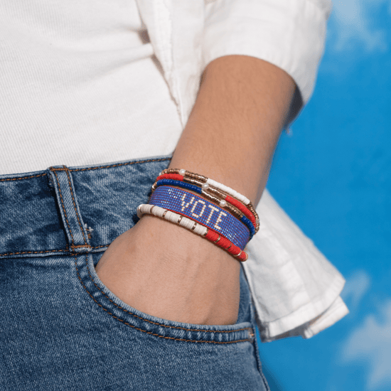 Gabby "Vote" Adjustable Beaded Bracelet Bracelet