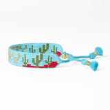 Gabby "Yee Haw" With Cactus Adjustable Beaded Bracelet Light Blue Sliding Knot