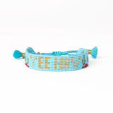 Gabby "Yee Haw" With Cactus Adjustable Beaded Bracelet Light Blue Sliding Knot