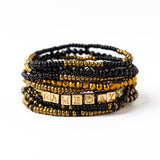 Game Day 11-Strand Bracelet Set Black + Gold Stack