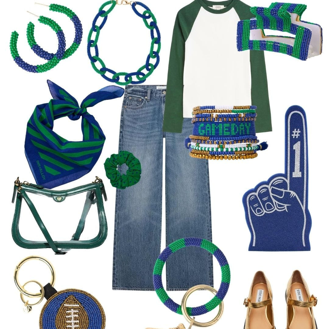 Game Day 11-Strand Bracelet Set Blue, Gold + Green Bracelet