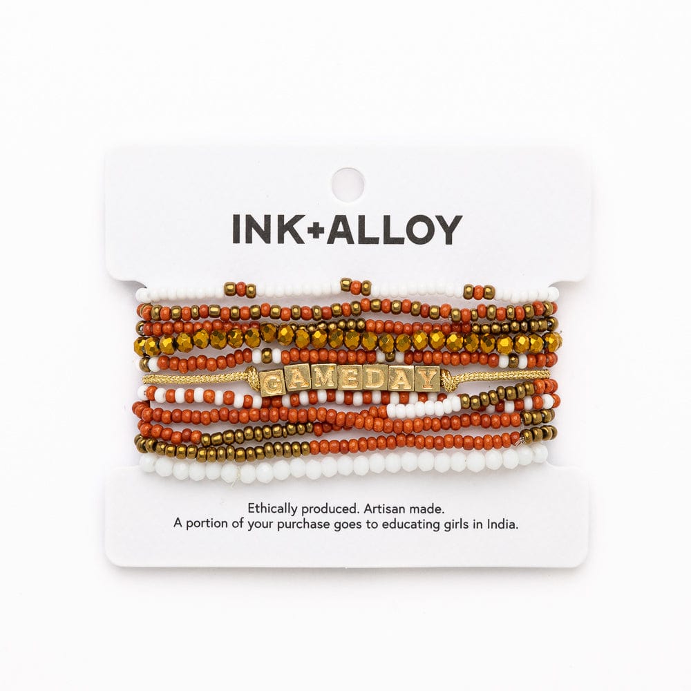 Game Day 11-Strand Bracelet Set Burnt Orange Stack