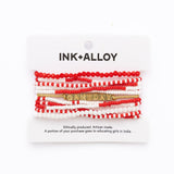 Game Day 11-Strand Bracelet Set Crimson + Cream Stack