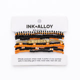 Game Day 11-Strand Bracelet Set Orange + Black Stack