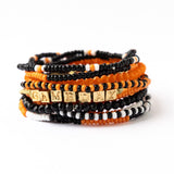Game Day 11-Strand Bracelet Set Orange + Black Stack