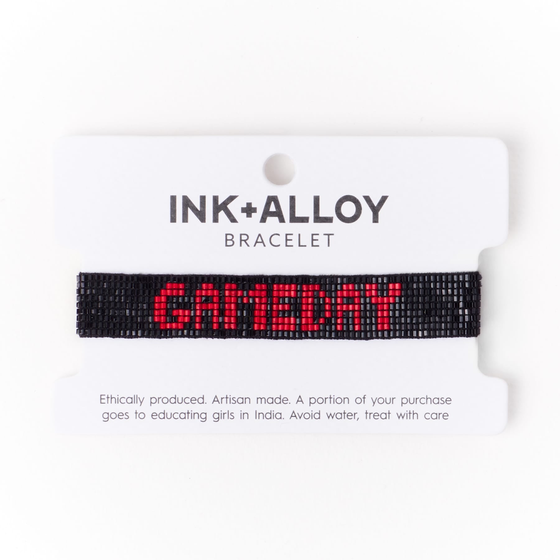 Game Day Adjustable Beaded Bracelet Black + Red Sliding Knot