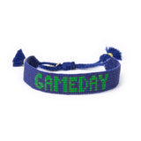 Game Day Adjustable Beaded Bracelet Blue + Green Sliding Knot