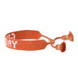 Game Day Adjustable Beaded Bracelet Burnt Orange + White Sliding Knot