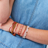 Game Day Adjustable Beaded Bracelet Burnt Orange + White Sliding Knot