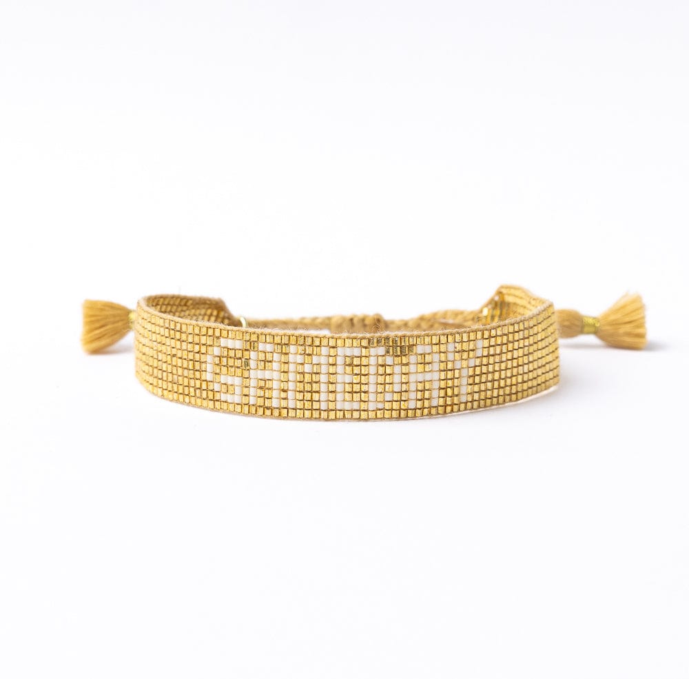 Game Day Adjustable Beaded Bracelet Gold Sliding Knot