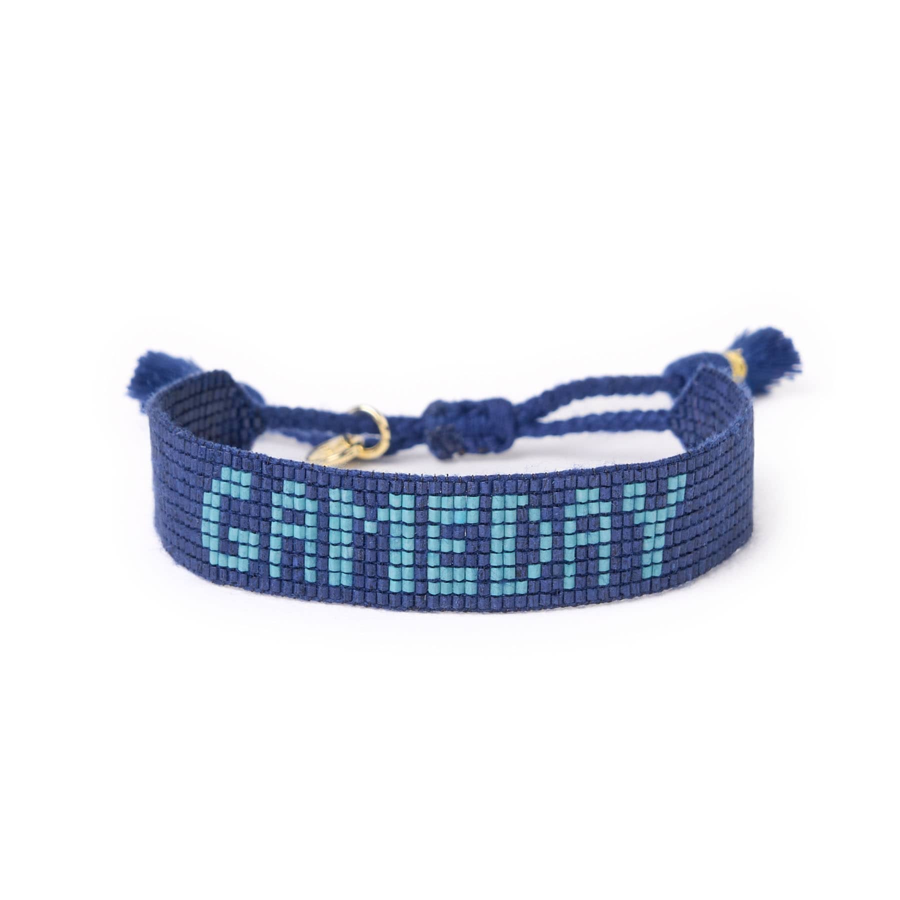 Game Day Adjustable Beaded Bracelet Navy + Light Blue Sliding Knot