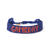 Game Day Adjustable Beaded Bracelet Navy + Orange Sliding Knot