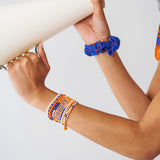 Game Day Adjustable Beaded Bracelet Orange + Blue Sliding Knot