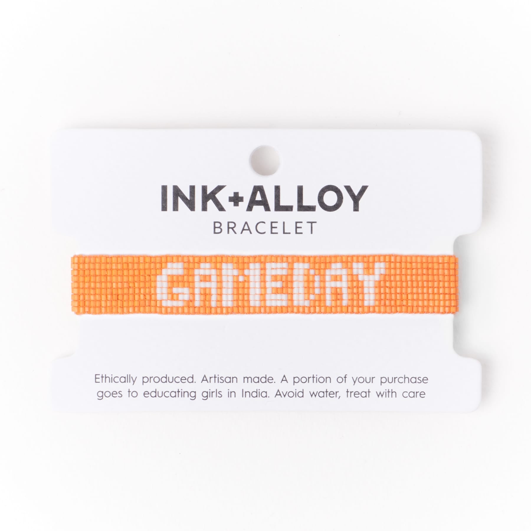 Game Day Adjustable Beaded Bracelet Orange + White Sliding Knot