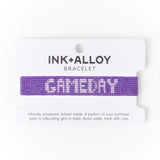 Game Day Adjustable Beaded Bracelet Purple + White Sliding Knot