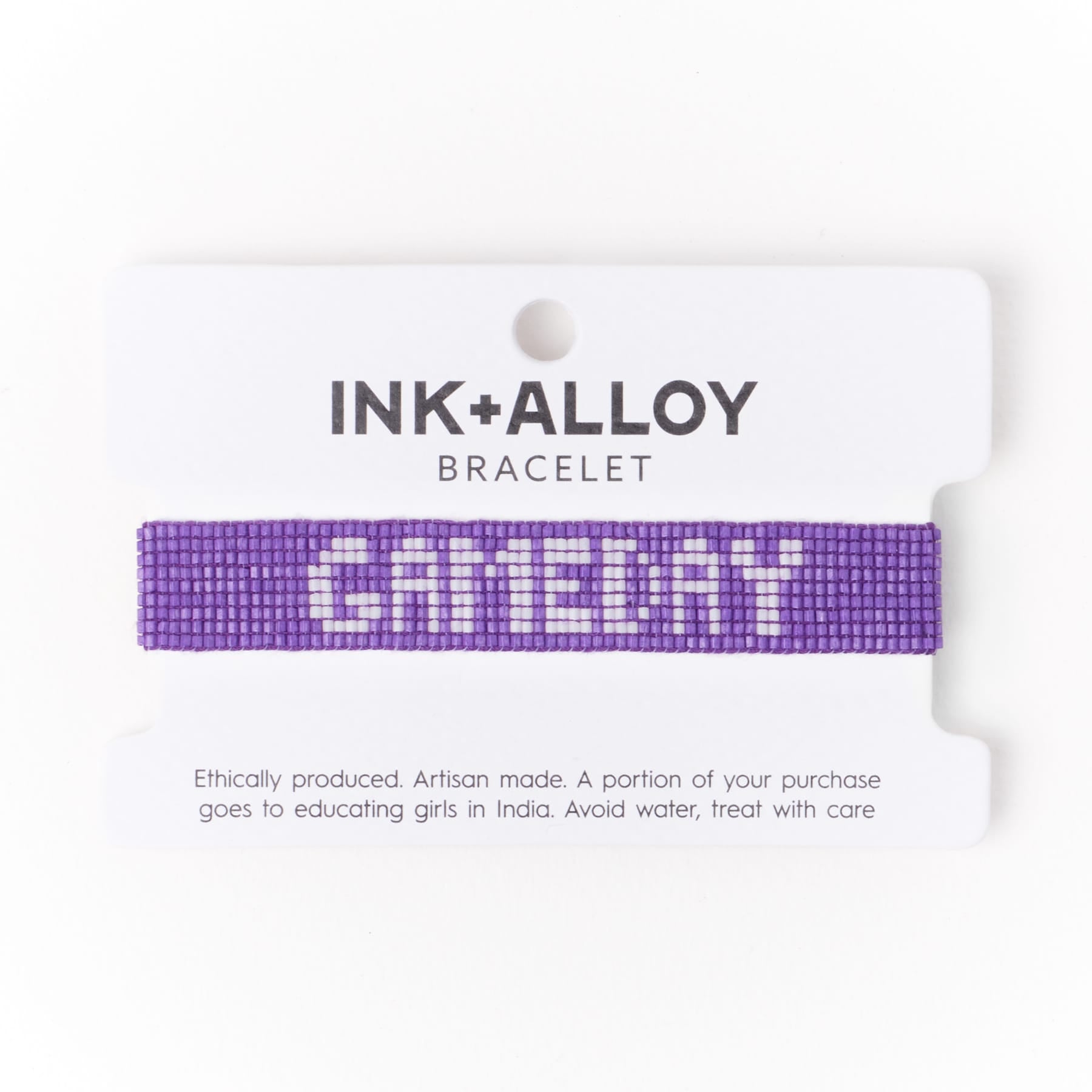 Game Day Adjustable Beaded Bracelet Purple + White Sliding Knot