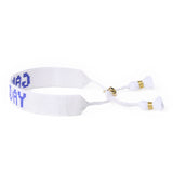 Game Day Adjustable Beaded Bracelet White + Blue Sliding Knot