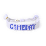 Game Day Adjustable Beaded Bracelet White + Blue Sliding Knot