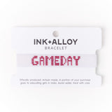 Game Day Adjustable Beaded Bracelet White + Dark Red Sliding Knot