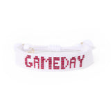 Game Day Adjustable Beaded Bracelet White + Dark Red Sliding Knot