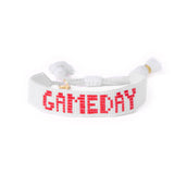 Game Day Adjustable Beaded Bracelet White + Red Sliding Knot