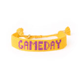 Game Day Adjustable Beaded Bracelet Yellow + Purple Sliding Knot