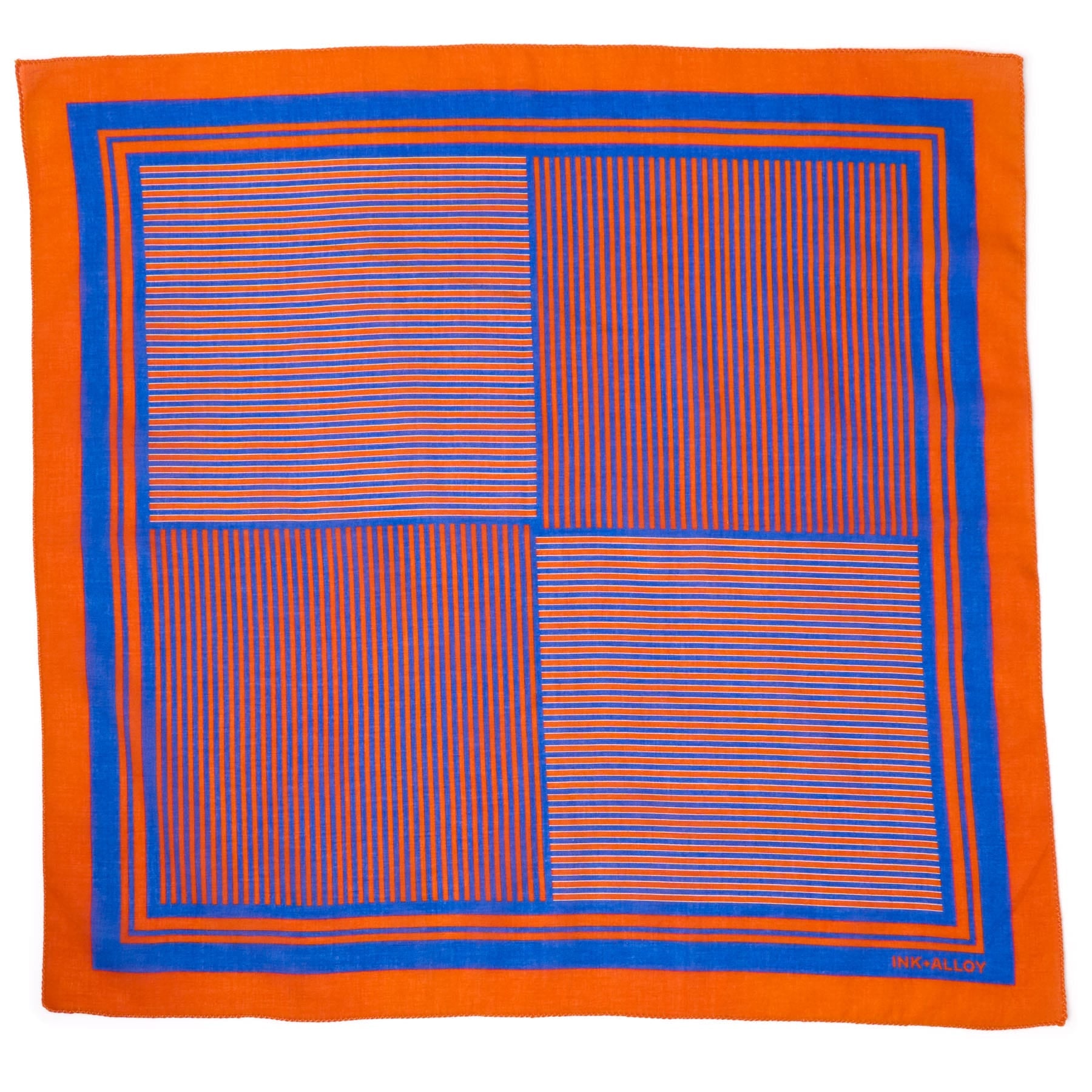 Game Day Alternating Stripe Scarf + Scrunchie Blue + Orange 21x21 Scarf