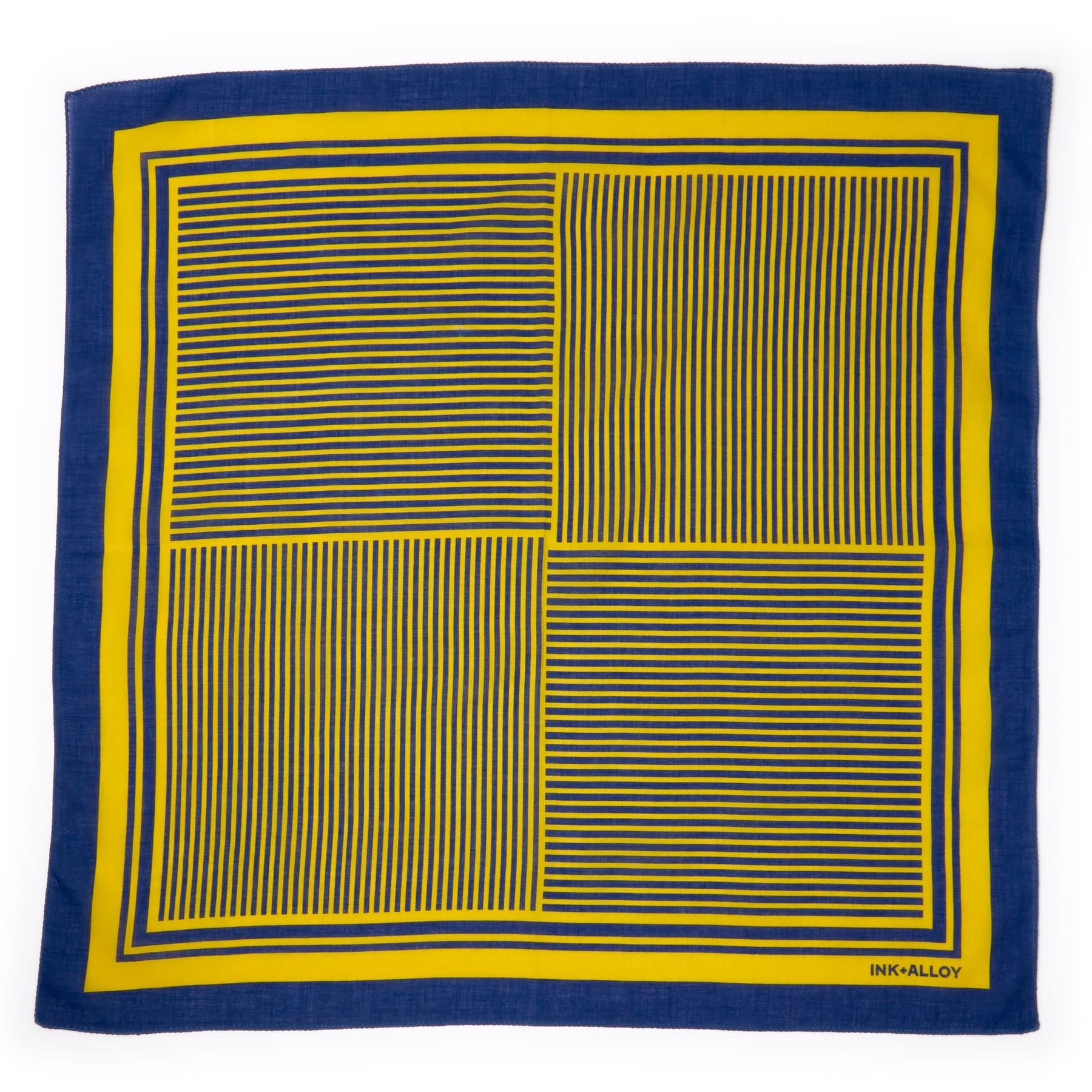 Game Day Alternating Stripe Scarf + Scrunchie Yellow + Navy 21x21 Scarf