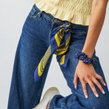 Game Day Alternating Stripe Scarf + Scrunchie Yellow + Navy 21x21 Scarf