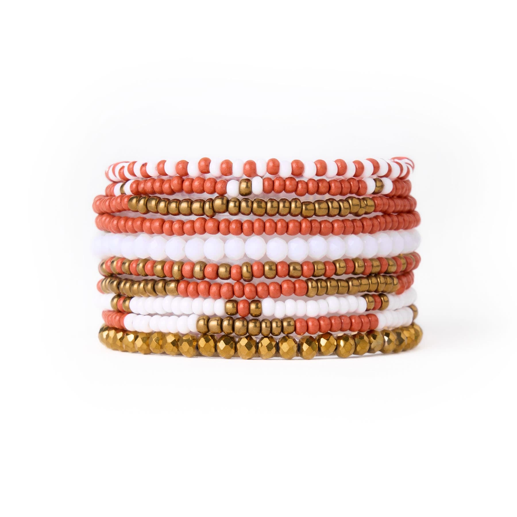 Game Day Beaded 10 Strand Stretch Bracelet Set Burnt Orange Bracelet