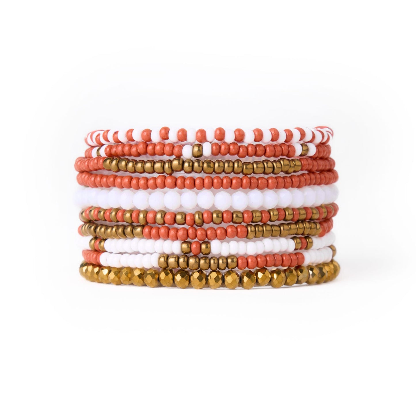 Game Day Beaded 10 Strand Stretch Bracelet Set Burnt Orange Bracelet