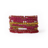Game Day Beaded 10 Strand Stretch Bracelet Set Garnet + Gold Bracelet