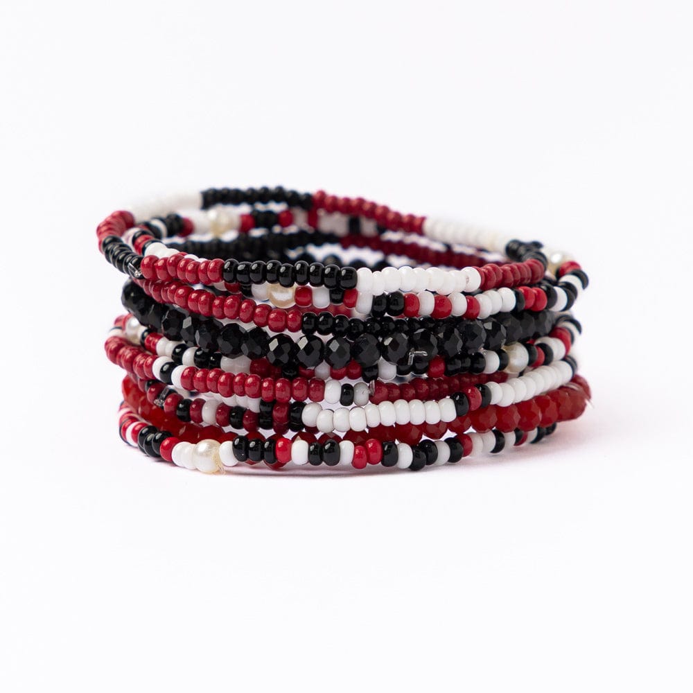 Bracelet With Beads Red Black White Ladies Arm Rockabella Pin Bracelet With Beads Red Black White Ladies Arm Rockabella Pin
