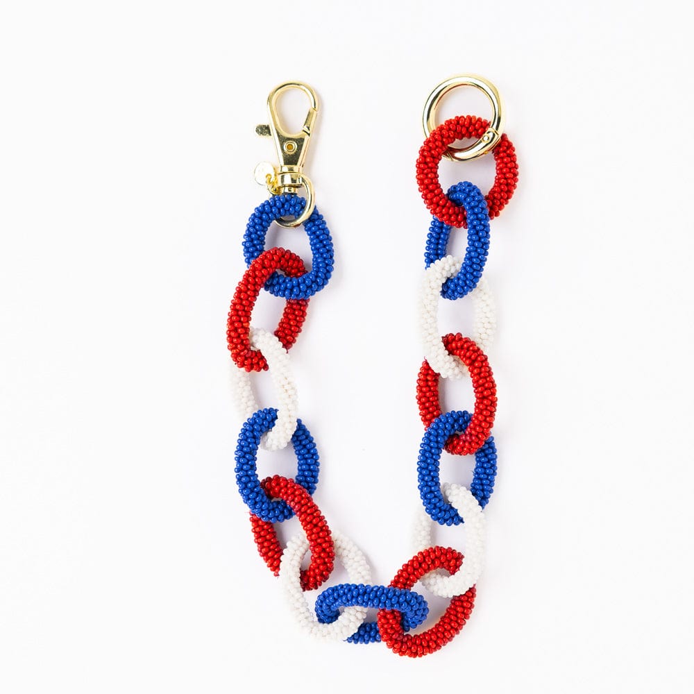 Game Day Beaded Bag Chain Blue + Crimson Key Ring + Bag Charm