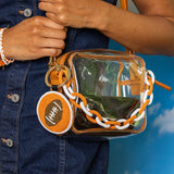 Game Day Beaded Bag Chain Orange + White Key Ring + Bag Charm