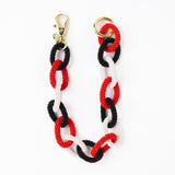 Game Day Beaded Bag Chain Red + Black Key Ring + Bag Charm