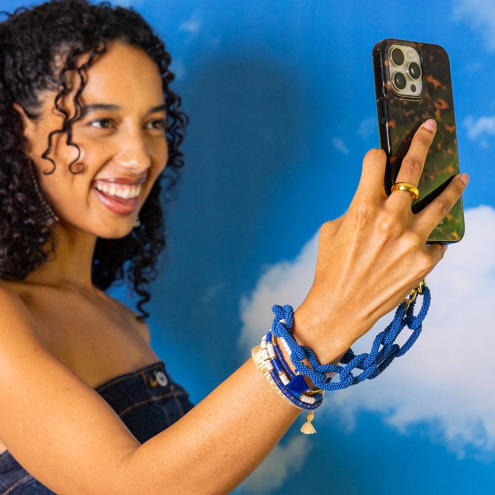 Game Day Beaded Bag Chain Yellow + Blue Key Ring + Bag Charm