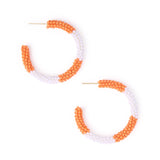 Game Day Beaded Color Block Hoop Earrings Orange + White Hoop