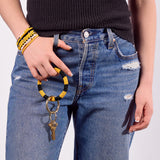Game Day Beaded Color Block Key Ring Black + Yellow Key Ring + Bag Charm