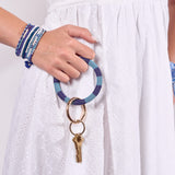 Game Day Beaded Color Block Key Ring Blue + Navy Key Ring + Bag Charm