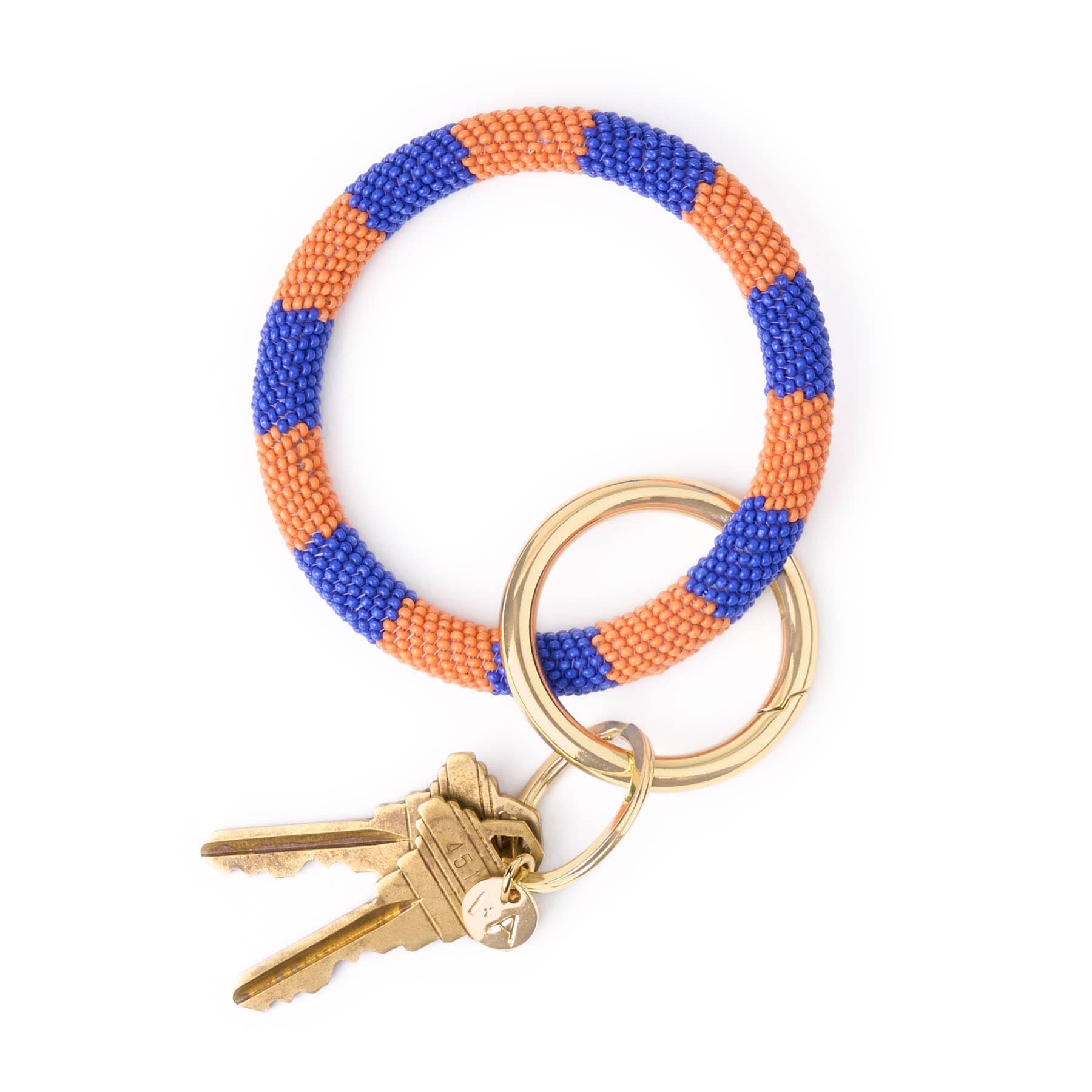 Game Day Beaded Color Block Key Ring Blue + Orange Key Ring + Bag Charm